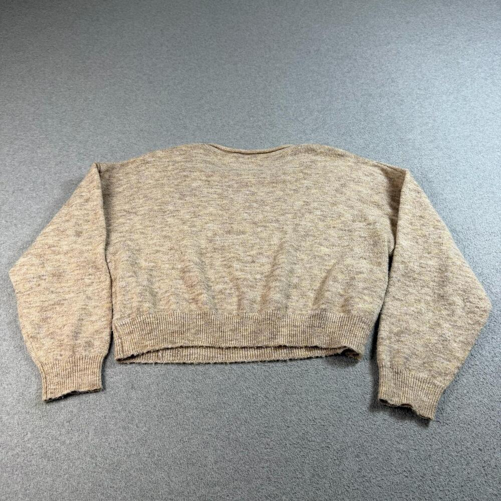 MOD REF Sweater Women Large Beige Cropped Cozy Heritage Quiet Luxury Comfortable